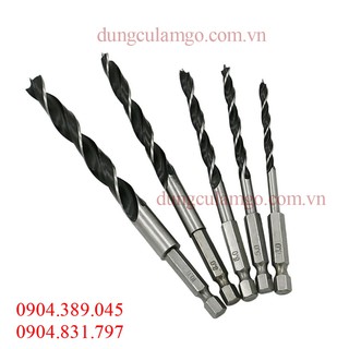 Bộ 5 mũi khoan gỗ đầu đinh - cán lục giác
