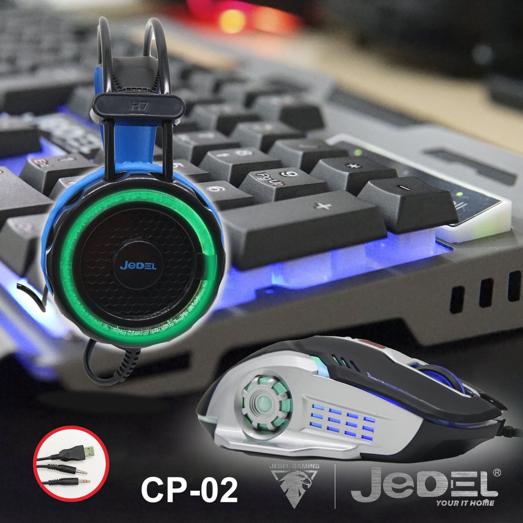 [Mã 33ELSALE hoàn 7% đơn 300K] Combo phím chuột tai nghe JEDEL CP-02 led đa màu - gaming series (đen) Nhất Tín Computer