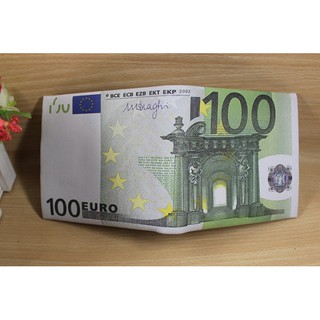 Ví da kiểu ngang cho nam, nữ hình tờ tiền 100 euro (100€) cực kỳ may mắn, phát lộc