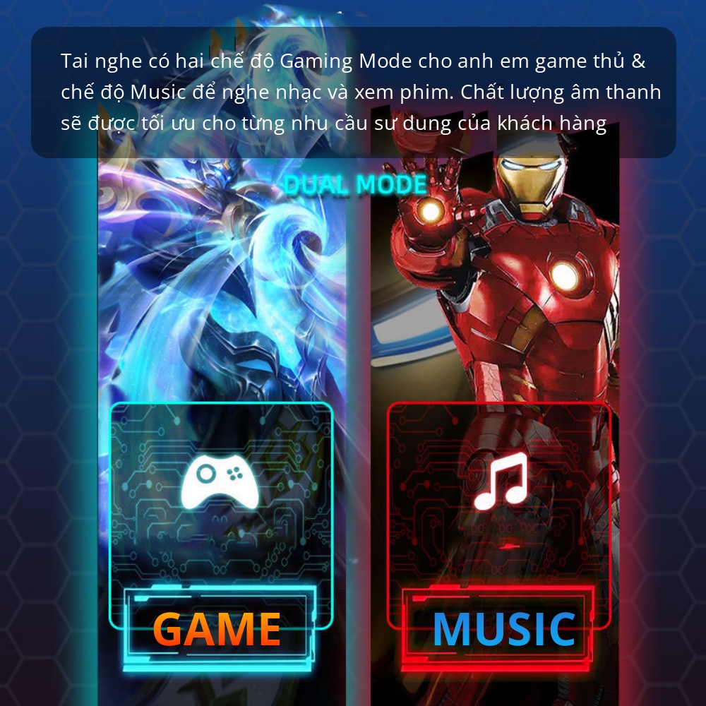 Tai nghe K98 chơi Game kết nối bluetooth V5.2, Tai nghe độ trễ thấp dành cho Game thủ chuyên nghiệp