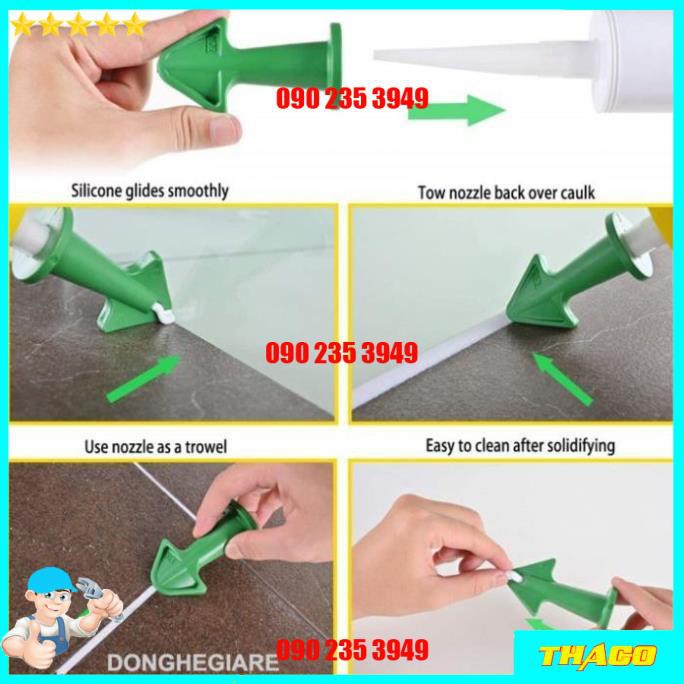 Combo đầu bắn keo silicone - Bộ dụng cụ cạo tuốt miết chỉnh mạch keo silicon xây dựng nhôm kính DCG