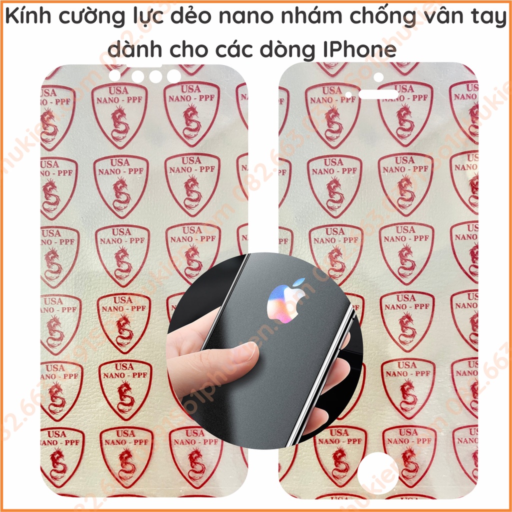 Dán cường lực chống vân tay dẻo nano iphone 4 4s 5 5s 6 6p 7 7p 8 8p X XR XS XSM 11 pro max 12 13 mini pro max siêu bền