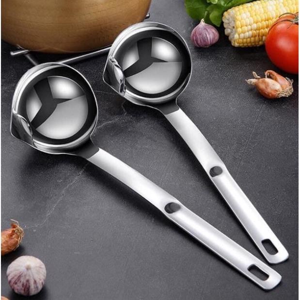 Muôi muỗng canh lọc dầu mỡ Inox , thìa vá múc canh bảo vệ sức khỏe