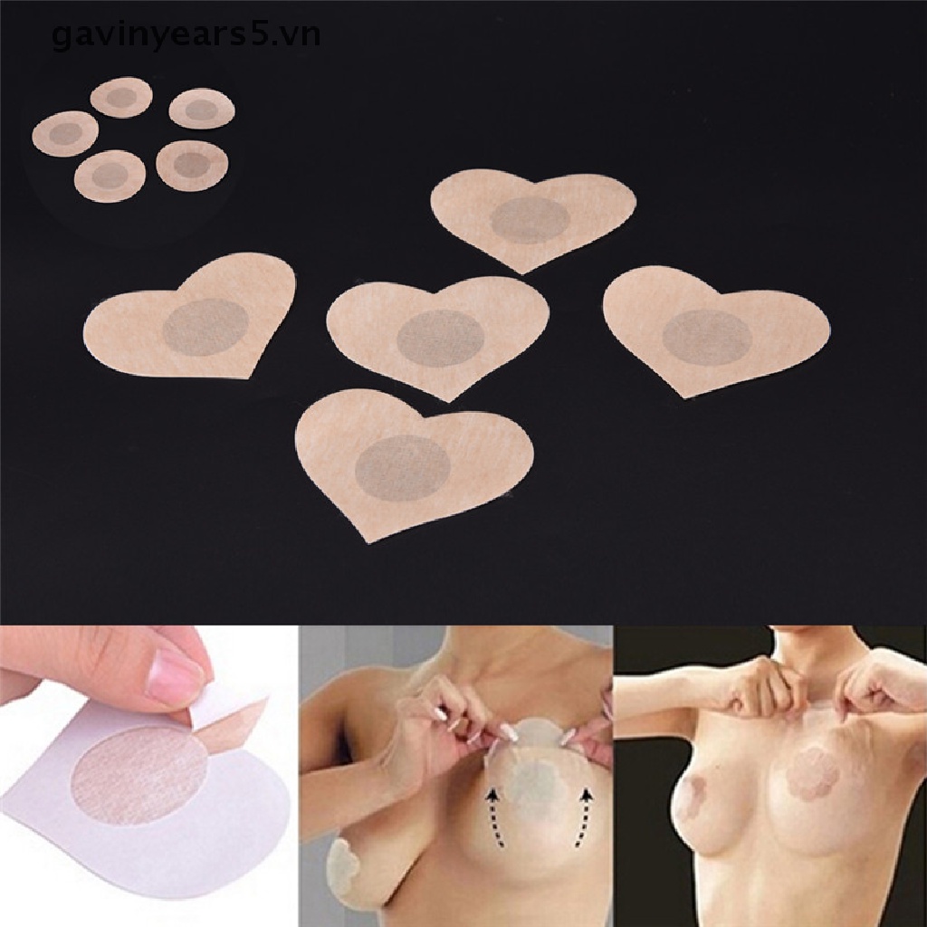 Set 10 miếng dán ngực hình tròn và trái tim độc đáo tiện lợi