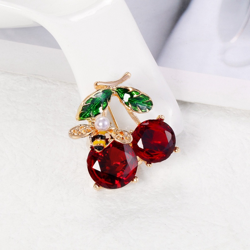 Ghim Cài Áo Hình Trái Cherry Đỏ Dễ Thương Cổ Điển Thời Trang Cho Nữ