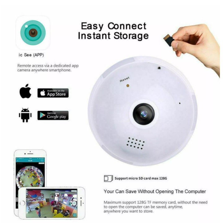 Camera quan sát 360 hình bóng đèn Wifi Panorama Camera Aturos kết nối không dây