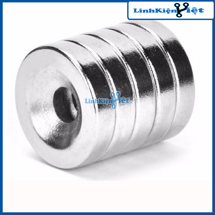 Bộ 5 Viên Nam Châm Đất Hiếm Tròn 15x3mm Có Lỗ 4mm Siêu Từ Tính