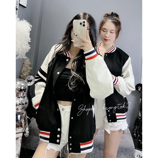 Áo Khoác Bomber THOM siêu Hot,Áo Khoác Bomber unisex mặc đôi hoặc đơn đều xinh
