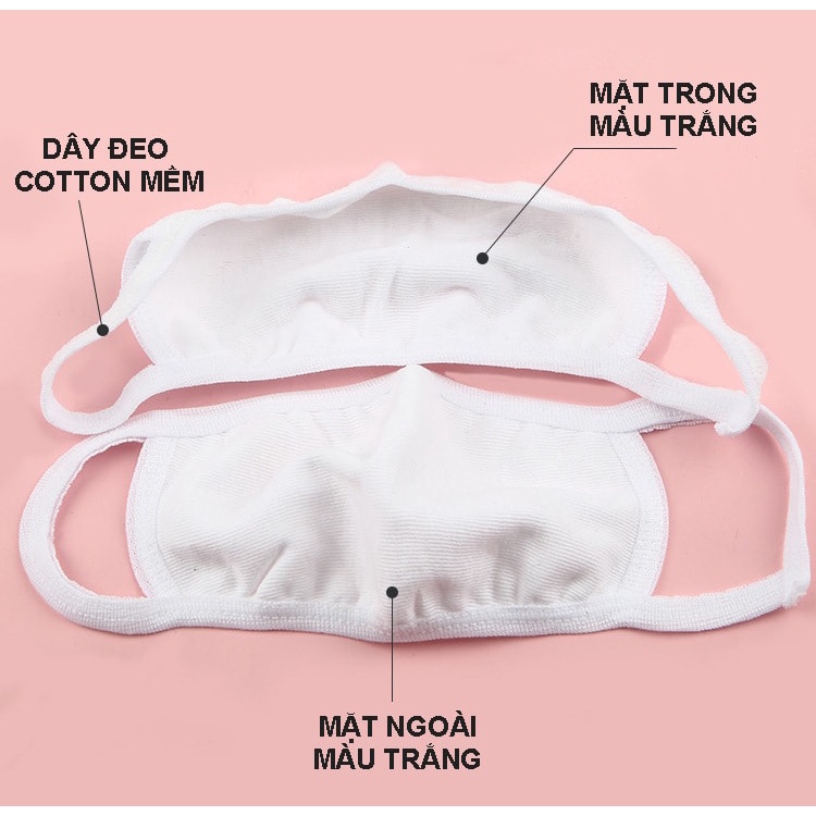 Combo 2 Khẩu Trang Trắng Trơn Vải Cotton All White