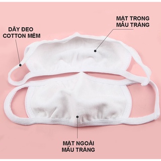 Combo 2 Khẩu Trang Trắng Trơn Vải Cotton All White