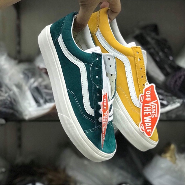 Vans old skool vàng và xanh ( bản rep cực đẹp, kèm ảnh thật)