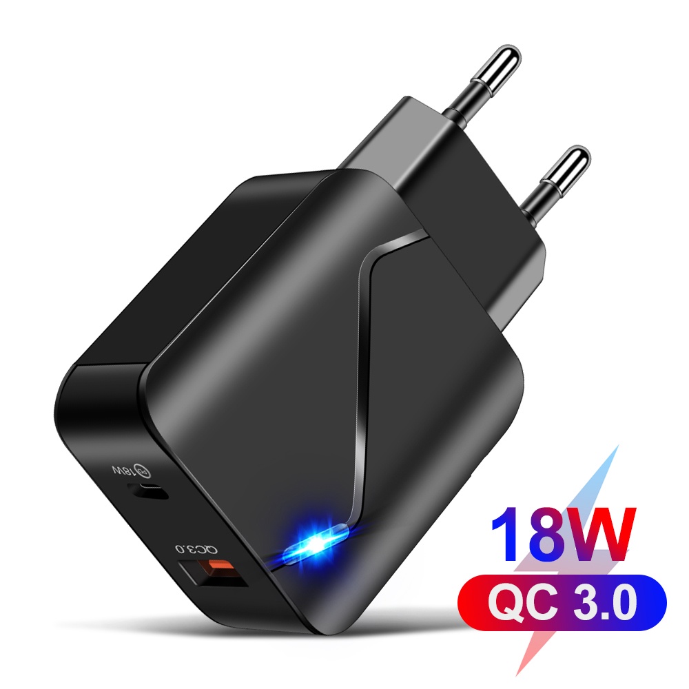 Củ Sạc Nhanh 18w Pd Usb 2 Cổng Cho Iphone