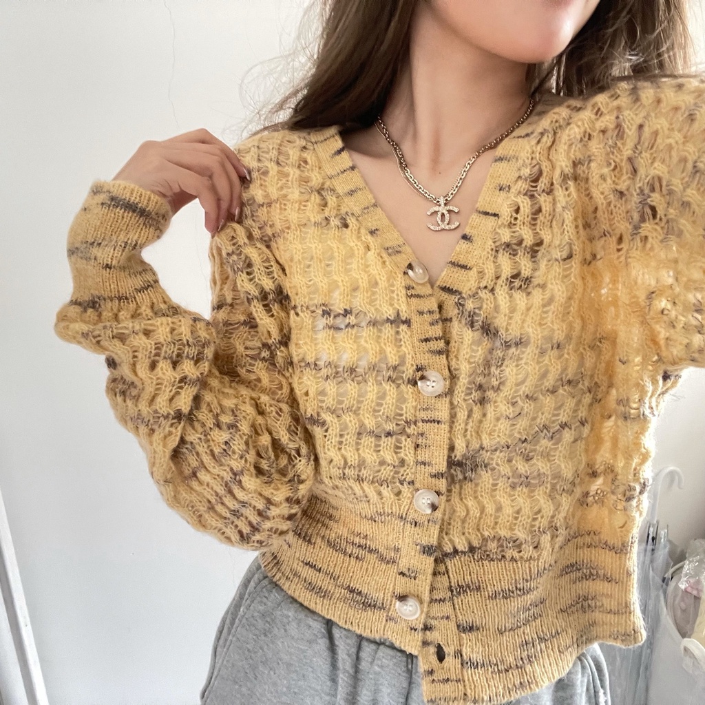 Áo Sweater Dệt Kim Cổ V Kiểu Hàn Quốc Thời Trang Mùa Thu Cho Nữ