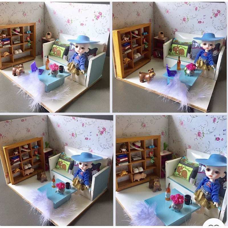 Z1B- Nhà búp bê roombox cho doll bjd 10 - 20cm tỷ lệ 1:8 (chỉ gồm khung nhà không kèm búp bê phụ kiện)