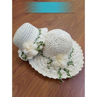 Set mũ cói mẹ con