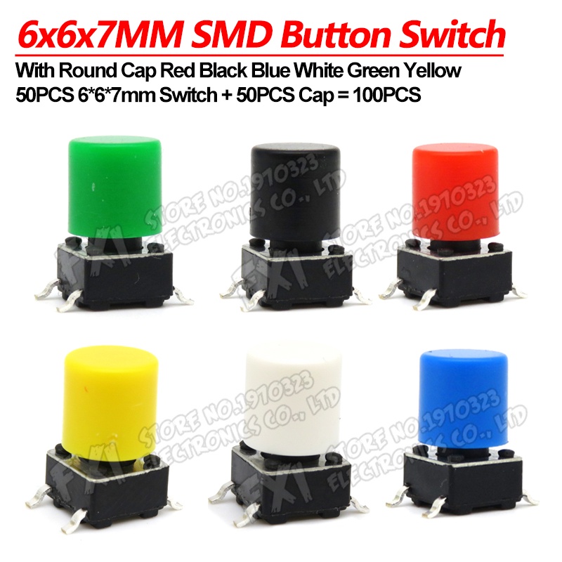 Set 50 Cặp 100 Mô Đun Nút Ấn 6x6x7mm 4PIN SMD Chuyên Dụng