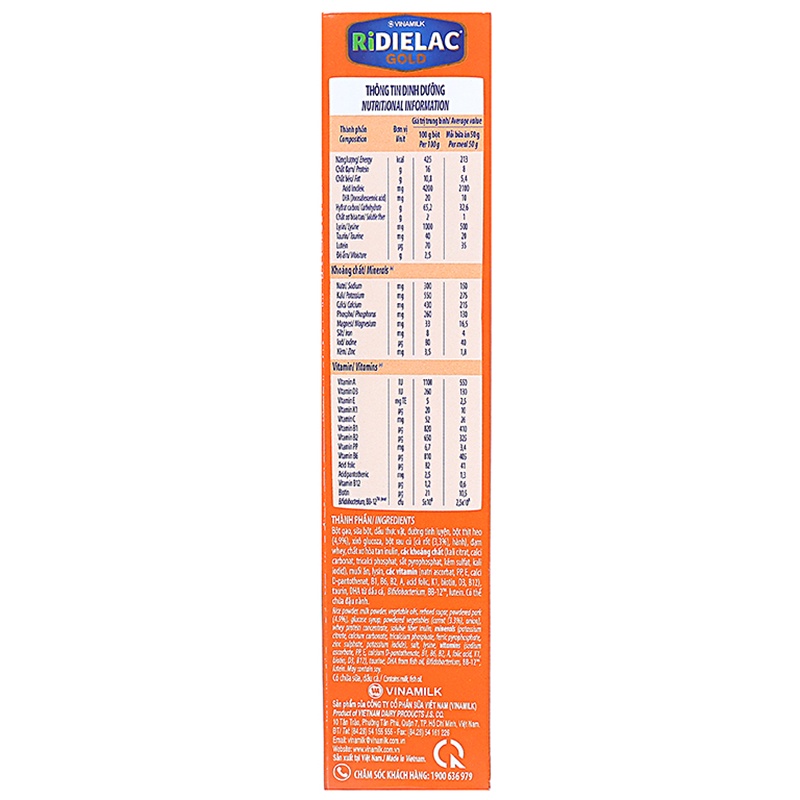 BỘT ĂN DẶM RIDIELAC GOLD HEO CÀ RỐT - HỘP GIẤY 200G