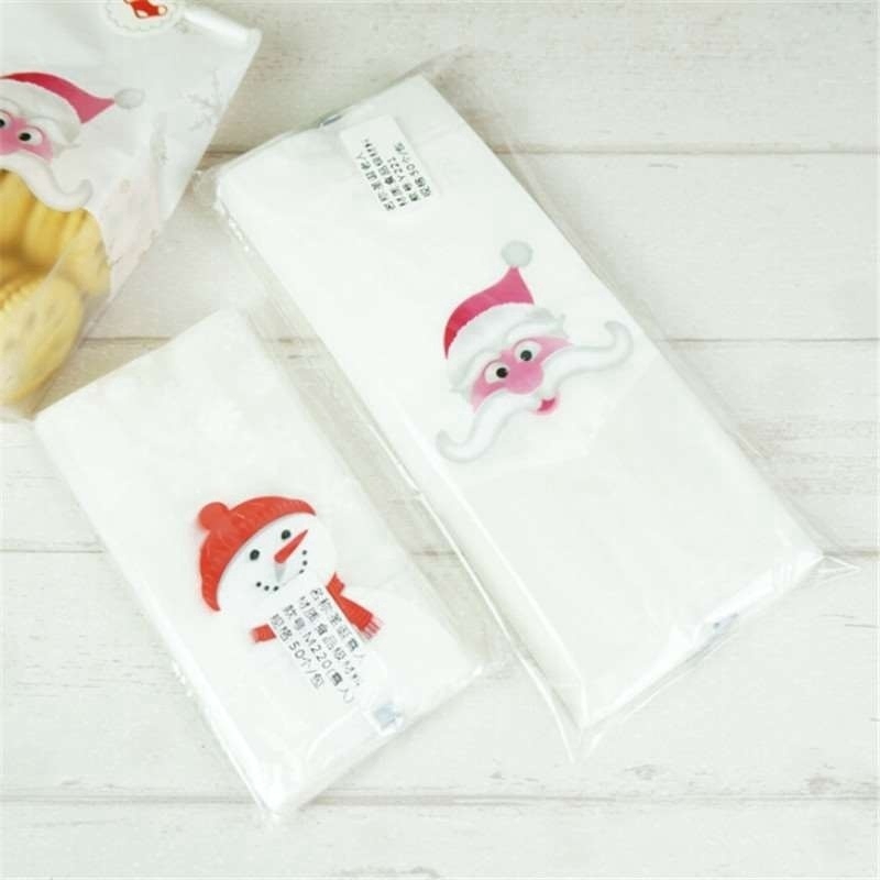Set 50 túi nhựa đựng bánh quy họa tiết giáng sinh