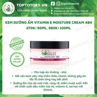 Kem dưỡng The Body Shop Vitamin E 48h dưỡng da mềm ẩm, sáng mịn