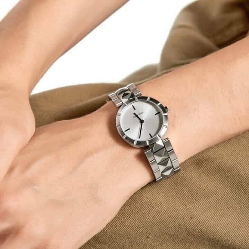 Đồng Hồ Nữ Calvin Klein dây kim loại mầu trắng case 30mm
