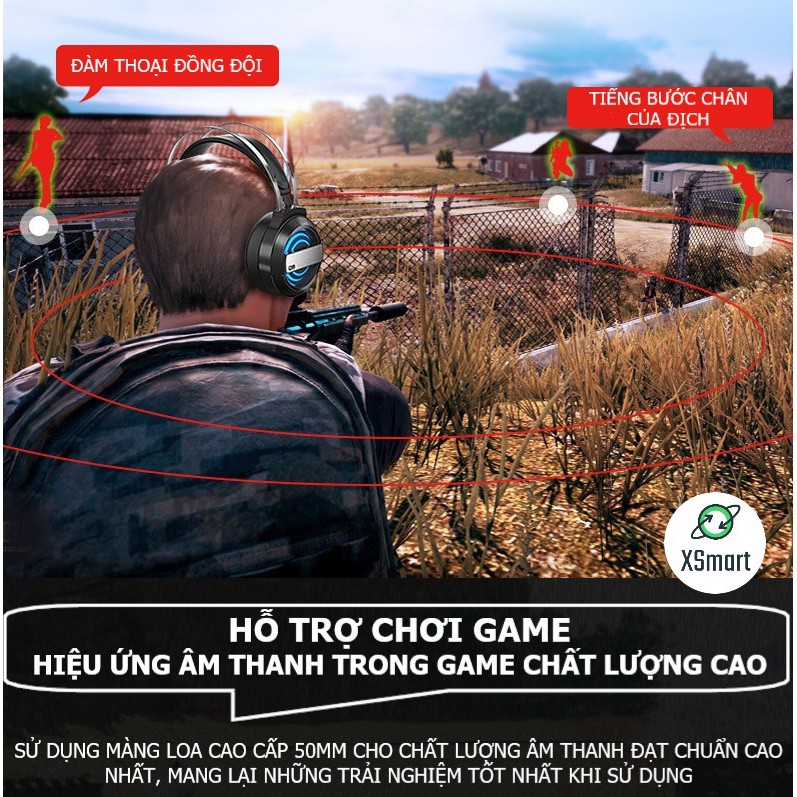 Tai nghe chụp tai máy tính GAMING MC Q9 có đèn LED đổi màu, có mic đàm thoại, headphone chơi game trên laptop, pc