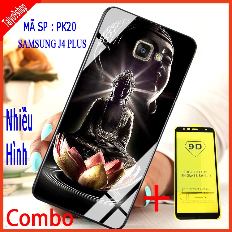 COMBO ỐP LƯNG SAMSUNG J4 PLUS (ốp lưng kính 3D thế hệ mới + tặng kèm 1 cường lực full màn hình)