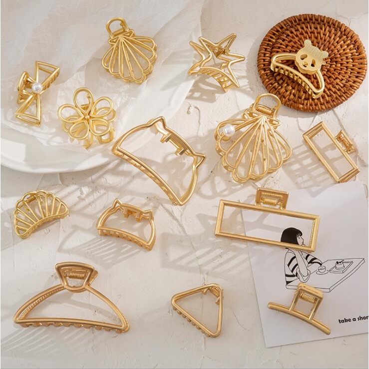 Kẹp Tóc Kim Loại Màu Vàng Sang Trọng Thời Trang Hàn Quốc