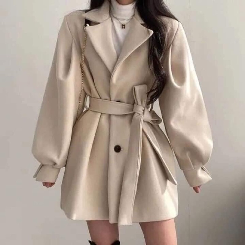 Áo dạ ép hai màu đen be kiểu Ulzzang Hàn Quốc theo thời trang mới Nahada