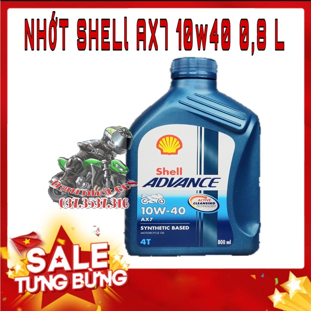 NHỚT SHELL DÒNG XE SỐ ADVANCE AX7 10W40 Synthetic Based 0,8L