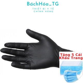 Găng tay y tế Nitrile không bột hộp 50 cái màu đen tặng 5 cái khẩu trang kháng khuân BáchHóa_TG