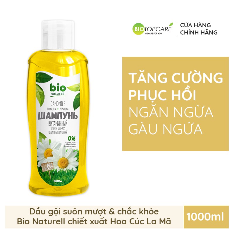 Dầu Gội Bio Naturell Suôn Mượt &amp; Chắc Khỏe Chiết Xuất Hoa Cúc La Mã 1000ml - BioTopcare Official - TN090