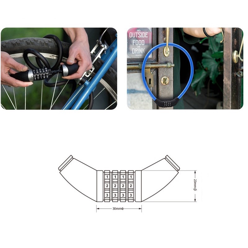 Khóa số xe đạp chống trộm, ổ khóa mật khẩu dạng dây dài 60cm