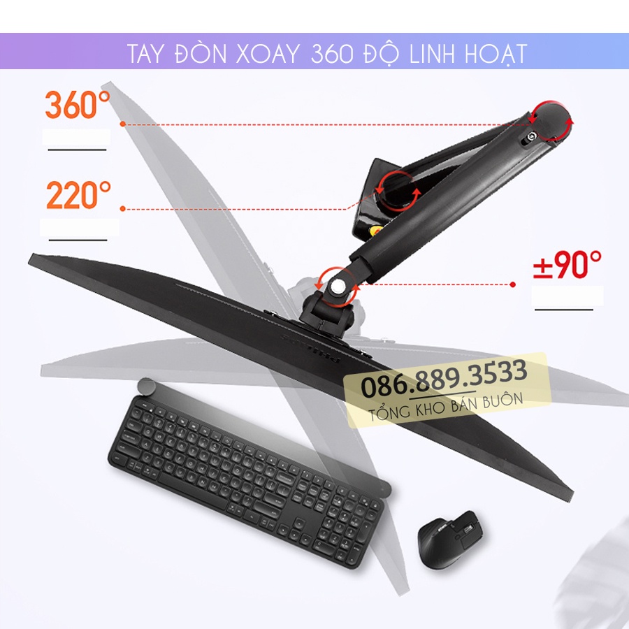 Giá Treo Màn Hình NB F160 17 - 19 - 24 - 27 Inch / Giá đỡ màn hình kẹp bàn F160