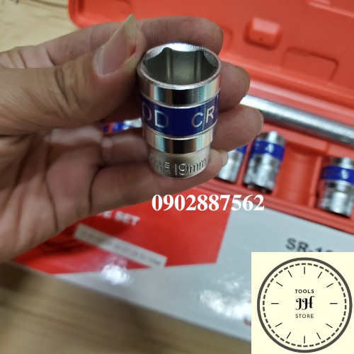 bộ tuýp 10 chi tiết 1/2 cần cong hàng chất lượng hộp đỏ