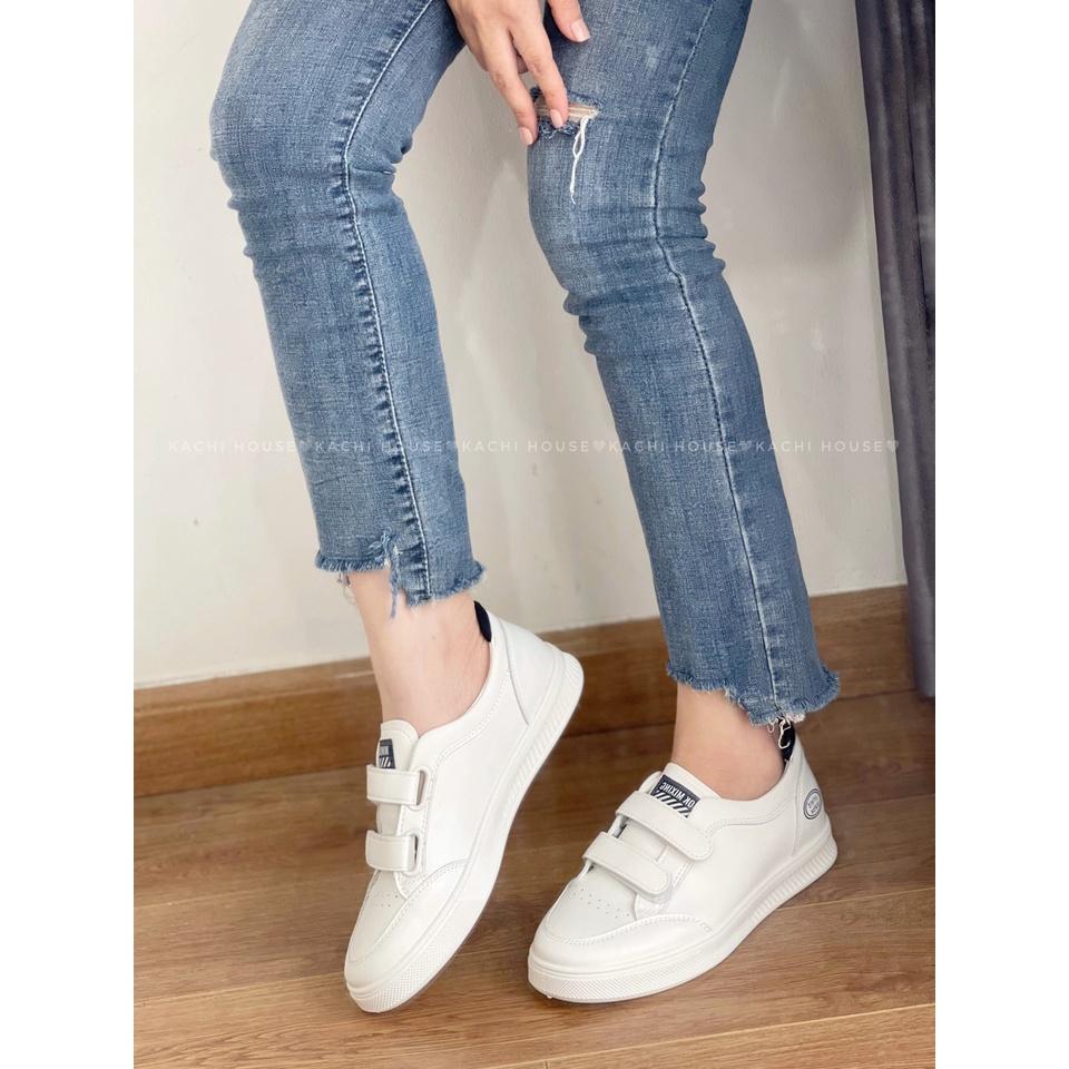 Giày thể thao sneaker nữ basic gót đen quai dán mẫu MM2206 – Kachi House