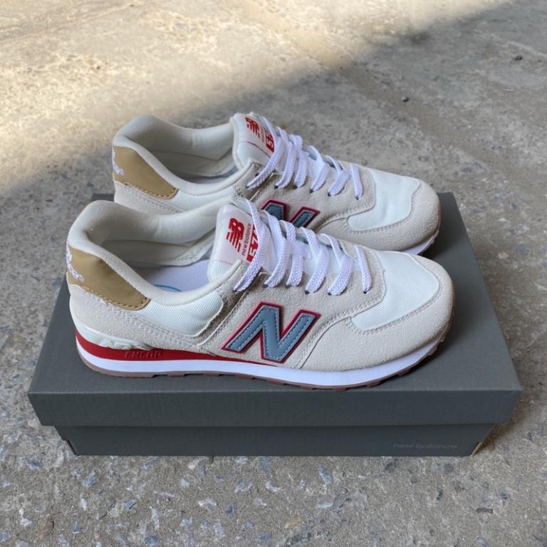 Giày Thể Thao Newbalance 574 kem sữa đỏ nam nữ ️🥊
