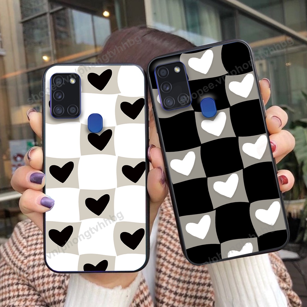 Ốp lưng Samsung A21s in mẫu trái tim caro, chuột mikey thể thao cực đẹp cute siêu rẻ cực bền