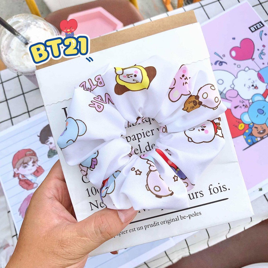 Cột tóc Scrunchies BTS, dây buộc tóc vải Scunchies BT21