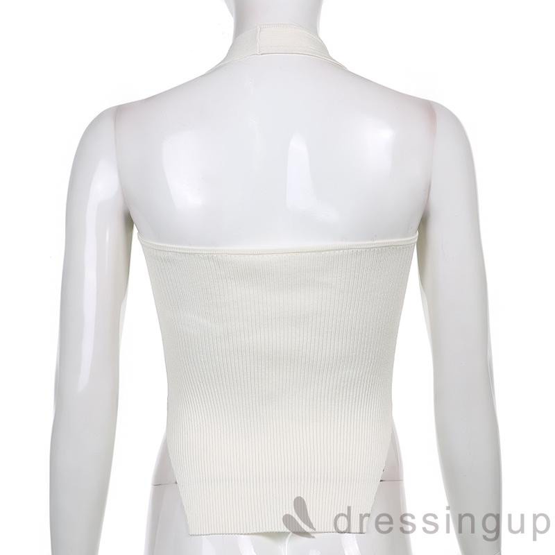 Áo Dệt Kim Không Tay Màu Sắc Đơn Giản Thời Trang Dành Cho Nữ