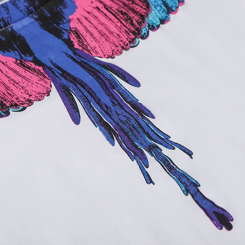 Áo Thun Cotton Ngắn Tay In Hình Đôi Cánh Màu Cổ Điển Thời Trang Dành Cho Nữ Và Nam