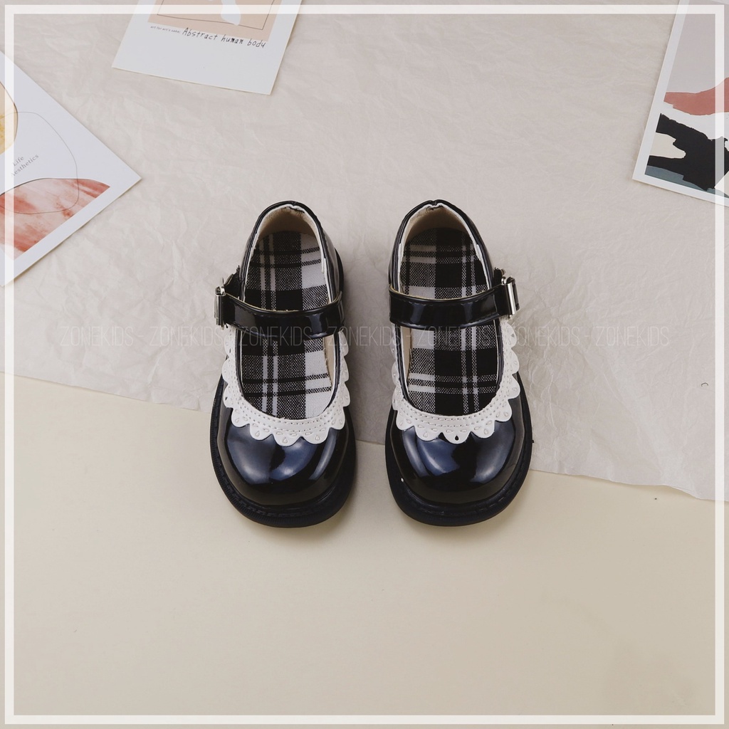 Giày da bóng phối viền họa tiết cho bé gái Zonekids - B17