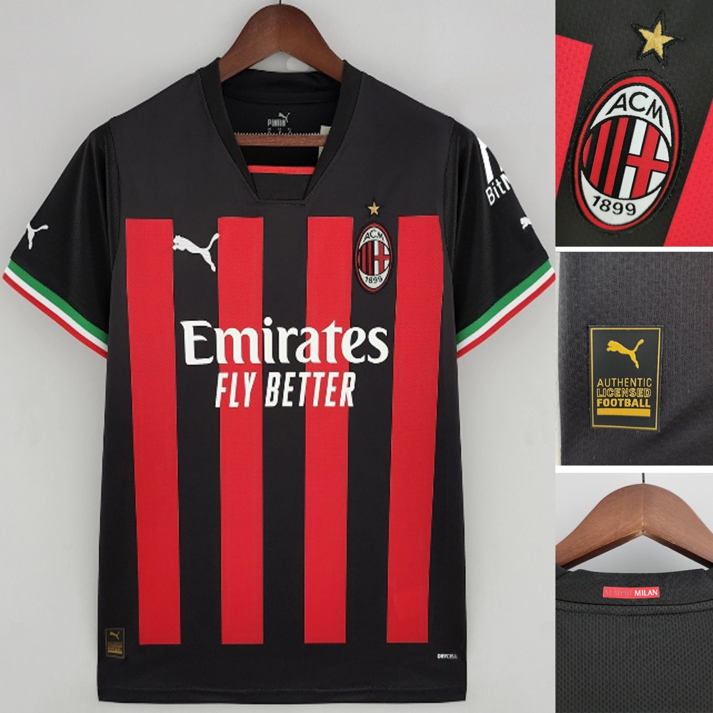 Áo Thun Bóng Đá Đội Tuyển AC Milan Cỡ 22/23 Thời Trang Cho Nam