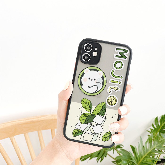 Ốp lưng iphone Gấu Mojito nhám viền nổi cong 5/5s/6/6plus/6s/6splus/7/7plus/8/8plus/x/xr/xs/11/12/pro/max/plus/promax | BigBuy360 - bigbuy360.vn