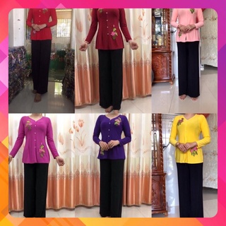 ÁO BÀ BA VẢI THUN LADONG - HOA THÊU  - 5 SIZE ĐẾN 65 KÝ - KHÔNG BAO GỒM QUẦN