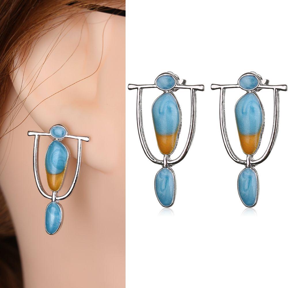 HS Bông Tai Mạ Bạc 925 Đính Đá Mặt Trăng