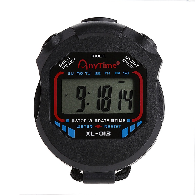 Đồng hồ bấm giờ thể thao kỹ thuật số LCD cầm tay có dây đeo