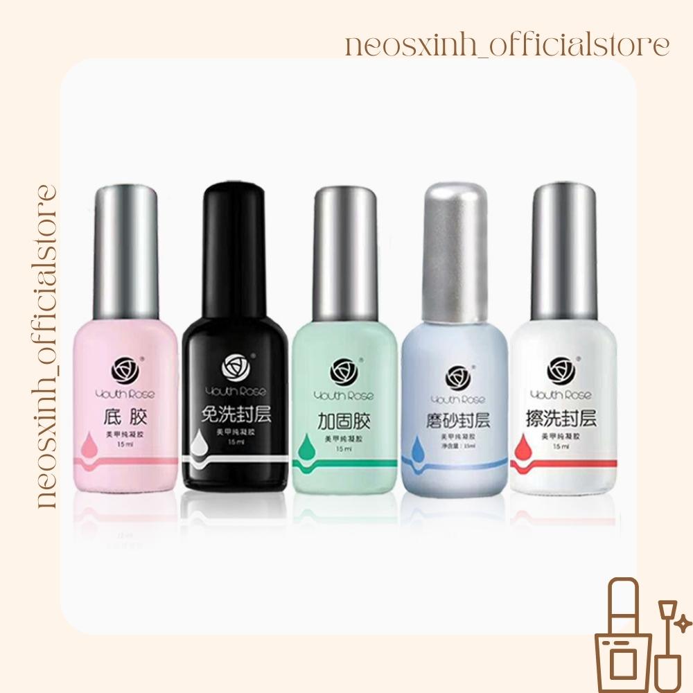 Base - Top Hoa Hồng 15ml Chổi Trắng Chuyên Dụng Dành Cho Sơn Gel - Sơn Lót Bóng Gel UV LED - Neosxinh Nails