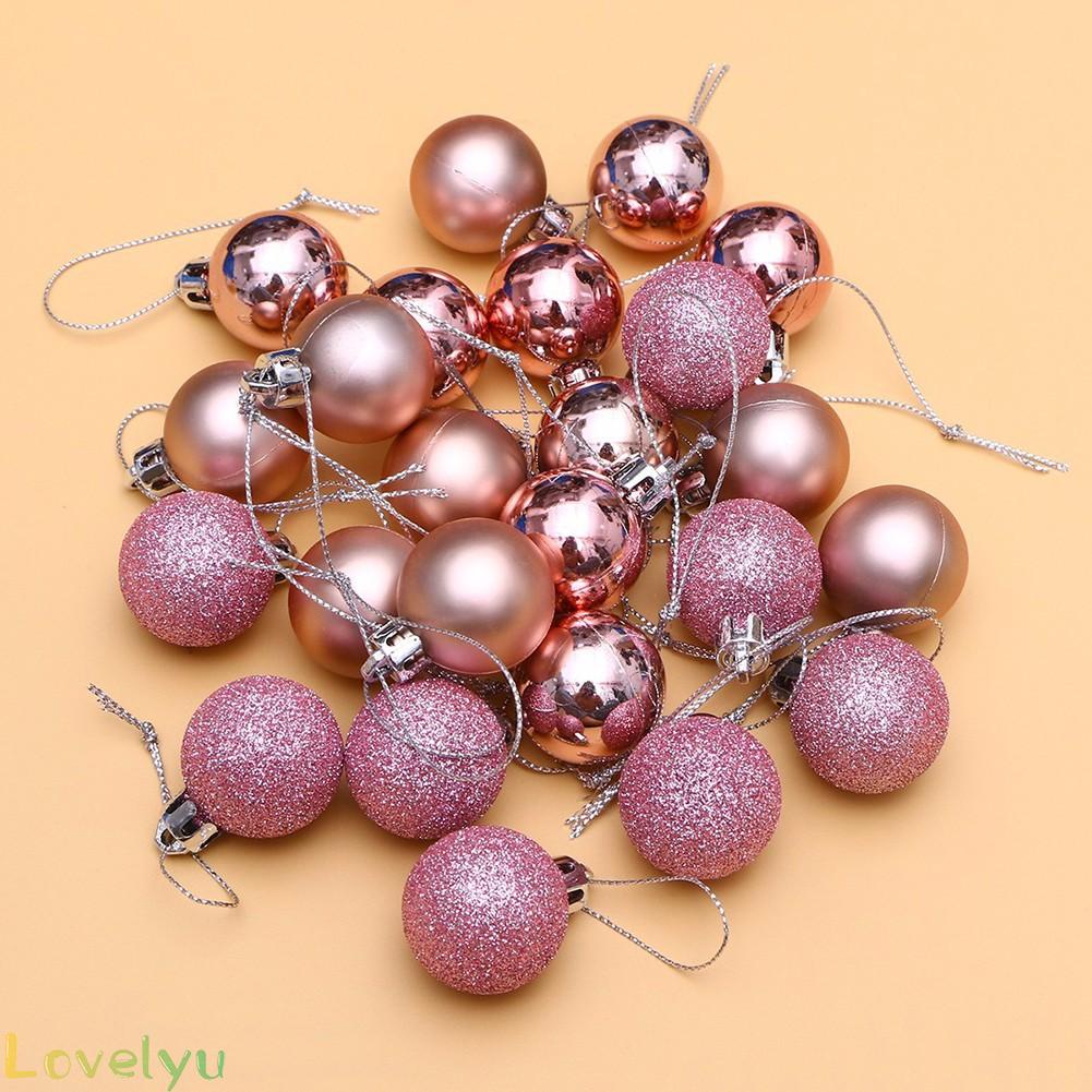 [ FAST SHIPPING ]24x Christmas Tree Balls Baubles Glitter Hanging Xmas Party Ornament Decor New