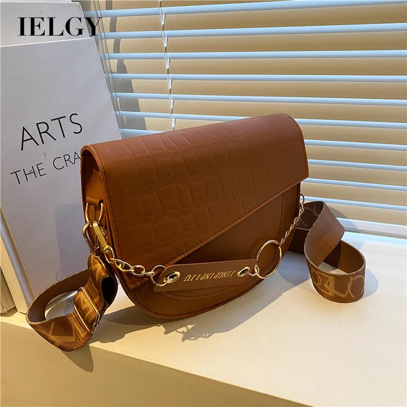 Túi đeo chéo IELGY hình bán nguyệt dây rộng dành cho nữ