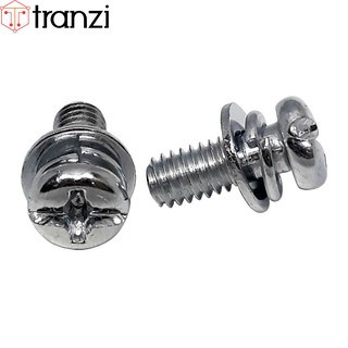 Vít bake kèm long đen phẳng vênh đầu cầu mạ kẽm trắng M4x10 - túi 50 cái